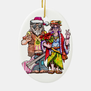 Hippie Santa Coupe Keramik Ornament