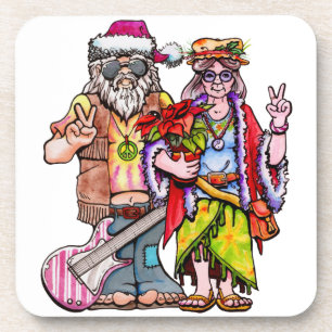 Hippie Santa Couple Getränkeuntersetzer