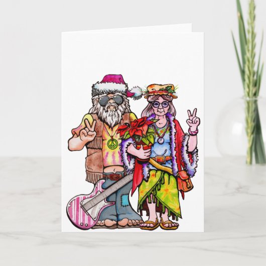 Hippie Santa Couple Karte (Vorderseite)
