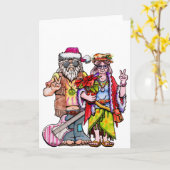 Hippie Santa Couple Karte (Gelbe Blume)