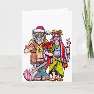 Hippie Santa Couple Karte