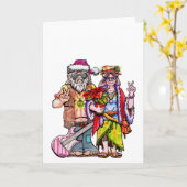 Hippie Santa Couple Karte (Gelbe Blume)