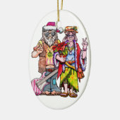Hippie Santa Couple Keramik Ornament (Links)