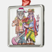 Hippie Santa Couple Ornament Aus Metall (Links)