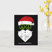 Hippie Santa Groovy Peace Sign Weihnachten Karte (Gelbe Blume)