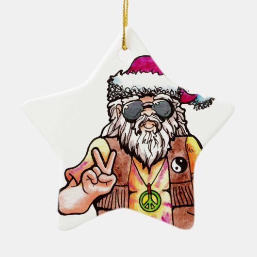 Hippie Santa Keramikornament (Vorne)