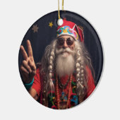 Hippie Santa Ornament, Hippie Weihnachtsdekor Keramik Ornament (Links)