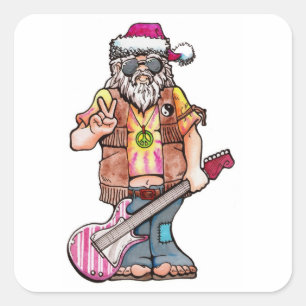 Hippie Santa Quadratischer Aufkleber