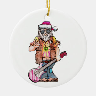 Hippie Santa sagt Cooles Weihnachten! Keramik Ornament