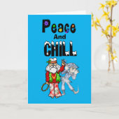 Hippie Santa und Jack Frost Weihnachtskarte Karte (Gelbe Blume)