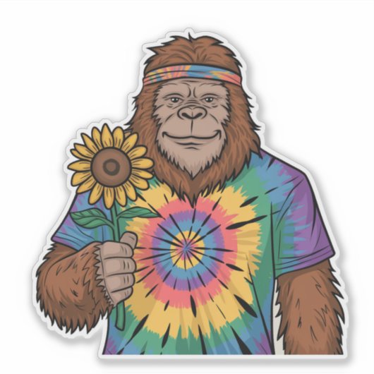 Hippie Sasquatch Aufkleber (Vorderseite)