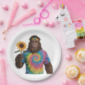 Hippie Sasquatch in Tiedye mit Sonnenblumen Pappteller (Party)