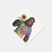 Hippie Sasquatch in Tiedye mit Sonnenblumen Serviette (Ecke)