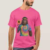 Hippie Sasquatch in Tiedye mit Sonnenblumen T-Shirt (Vorderseite)