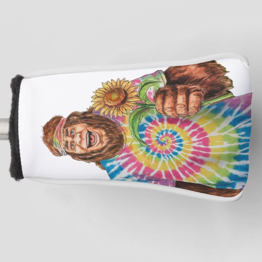 Hippie Sasquatch mit Sonnenblume Golf Headcover (Vorderseite)