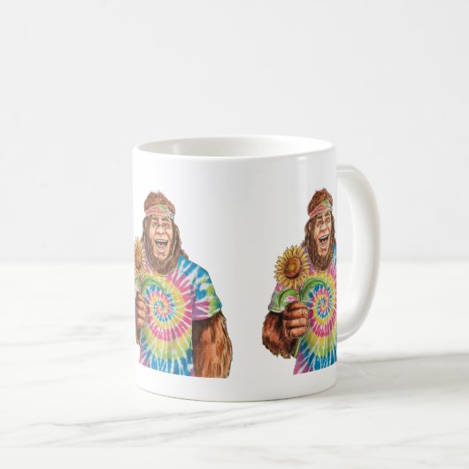 Hippie Sasquatch mit Sonnenblume Kaffeetasse (VorderseiteRechts)