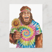 Hippie Sasquatch mit Sonnenblume Postkarte (Vorderseite)