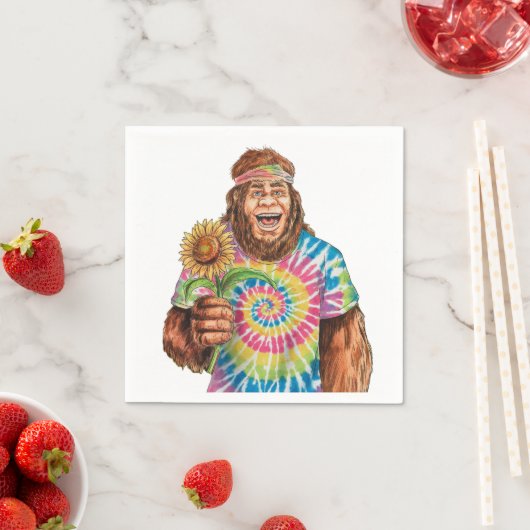 Hippie Sasquatch mit Sonnenblume Serviette (Beispiel)