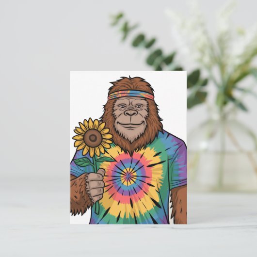 Hippie Sasquatch Postkarte (Stehend Vorderseite)