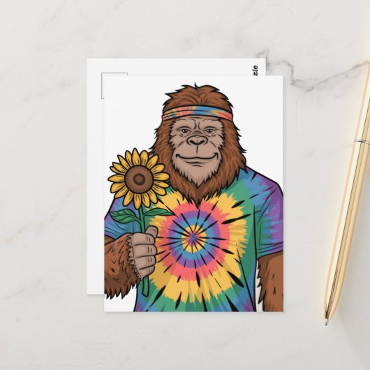 Hippie Sasquatch Postkarte (Vorderseite/Rückseite Beispiel)