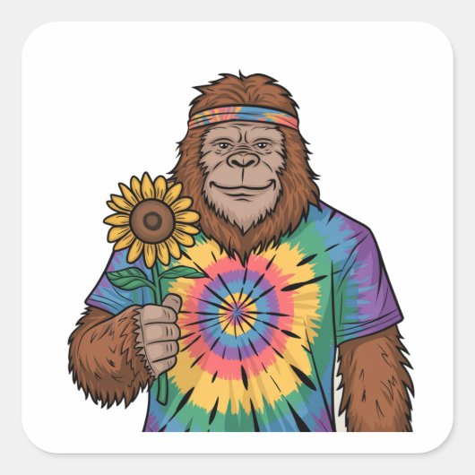 Hippie Sasquatch Quadratischer Aufkleber (Vorderseite)