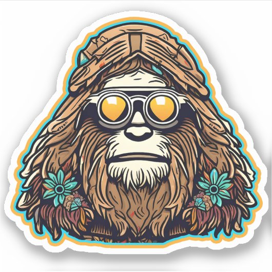 Hippie Sasquatch Vinyl Aufkleber (Vorderseite)