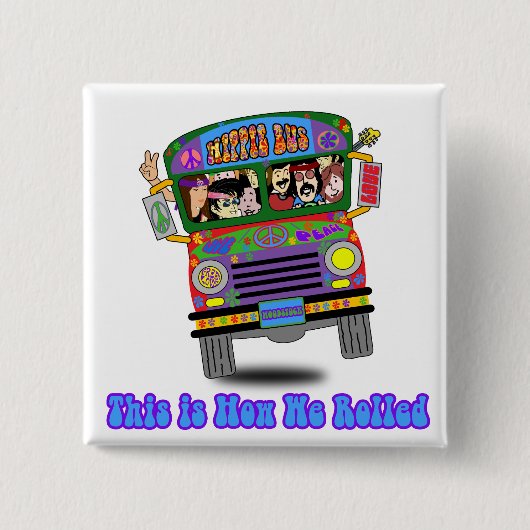 Hippie-Schulbus Button (Vorderseite)