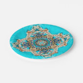 Hippie Sinti und Roma Ethnisch türkisblau-bohemiis Pappteller (Schrägansicht)