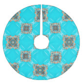 Hippie Sinti und Roma Ethnisch türkisblau-bohemiis Polyester Weihnachtsbaumdecke (Vorderseite)