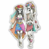 Hippie Skeleton Couple Aufkleber (Vorderseite)