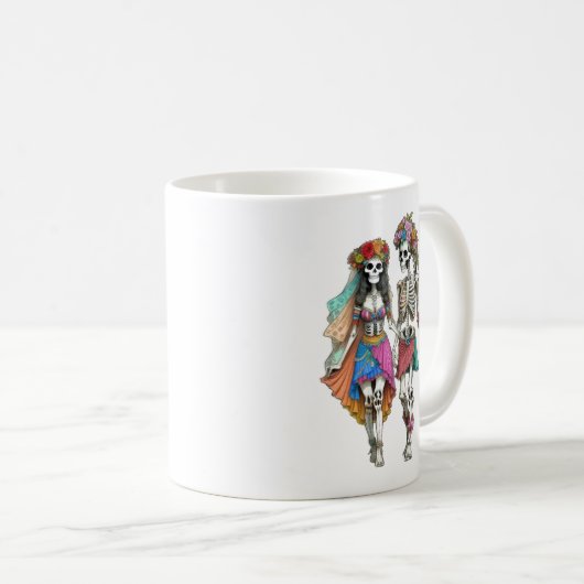 Hippie Skeleton Couple Kaffeetasse (VorderseiteRechts)
