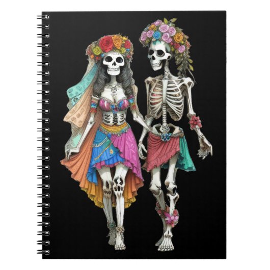 Hippie Skeleton Couple Notizblock (Vorderseite)