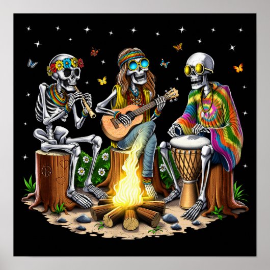 Hippie Skeletons Camping Poster (Vorne)