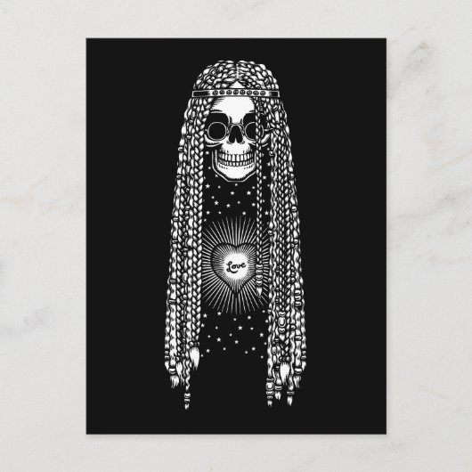 Hippie Skull der Liebe Postkarte (Vorderseite)