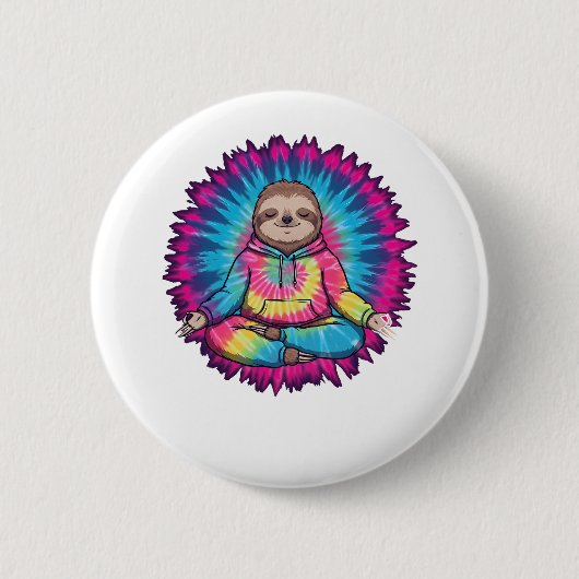 Hippie Sloth Peace Sign Krawatte-Dy Button (Vorderseite)