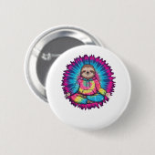 Hippie Sloth Peace Sign Krawatte-Dy Button (Vorne & Hinten)