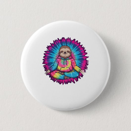Hippie Sloth Peace Sign Krawatte-Dy Button (Vorderseite)