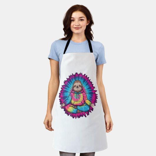 Hippie Sloth Peace Sign Krawatte-Dy Schürze (Getragen)