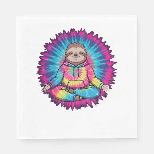 Hippie Sloth Peace Sign Krawatte-Dy Serviette (Vorderseite)
