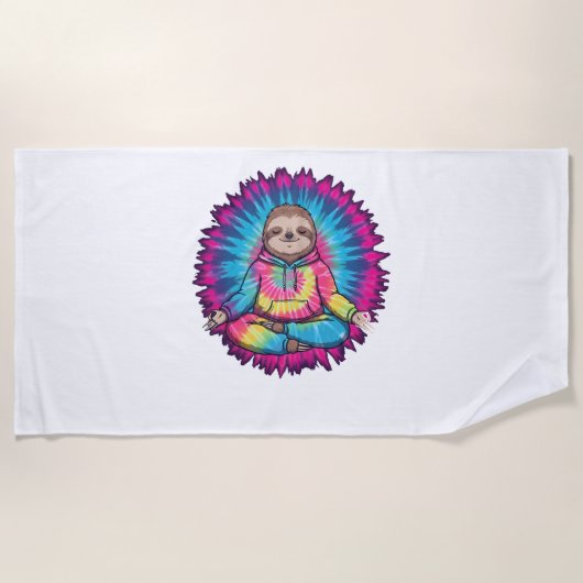 Hippie Sloth Peace Sign Krawatte-Dy Strandtuch (Vorderseite)
