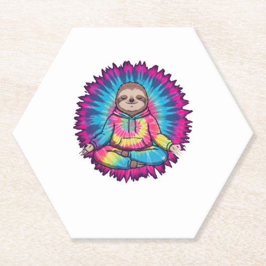 Hippie Sloth Peace Sign Krawatte-Dy Untersetzer (Vorderseite)