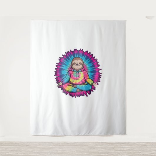 Hippie Sloth Peace Sign Krawatte-Dy Wandteppich (Vorderseite)