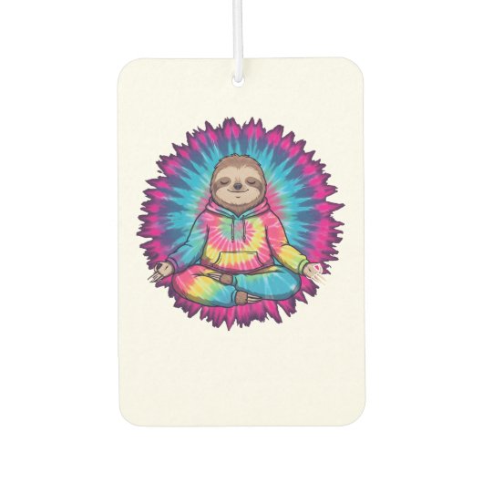 Hippie Sloth Peace Sign Tie-Dy Autolufterfrischer (Vorderseite)