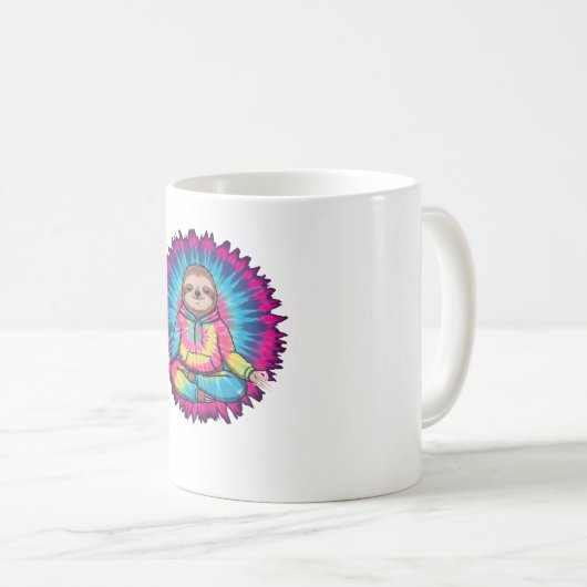 Hippie Sloth Peace Sign Tie-Dy Kaffeetasse (VorderseiteRechts)