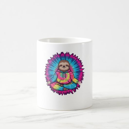 Hippie Sloth Peace Sign Tie-Dy Kaffeetasse (Mittel)