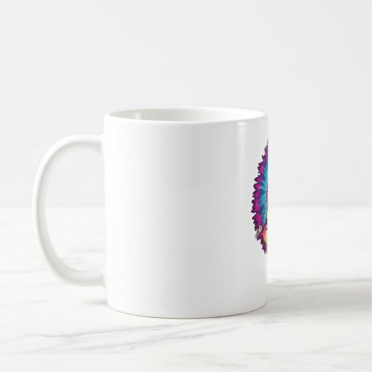 Hippie Sloth Peace Sign Tie-Dy Kaffeetasse (Links)