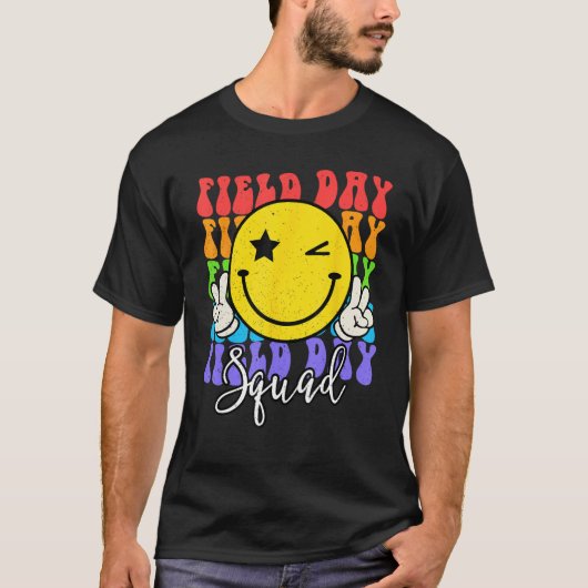 Hippie Smile Face Field Day Squad Groovy Field Day T-Shirt (Vorderseite)