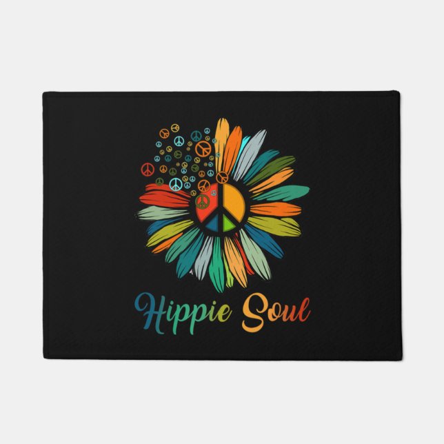 Hippie Soul Essential Peace Sign Hippie Sonnenblum Fußmatte (Vorderseite)