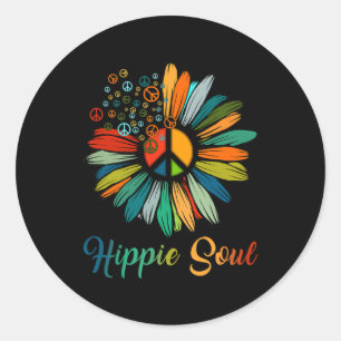 Hippie Soul Essential Peace Sign Hippie Sonnenblum Runder Aufkleber