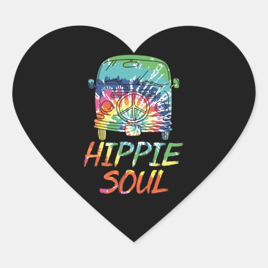 Hippie Soul Microbus Van Hippie Lifestyle Hippie Herz-Aufkleber (Vorderseite)